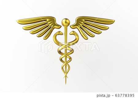 Caduceus medical symbol isolated on a white background. Caduceus sign with snakes. 3d render 63778395