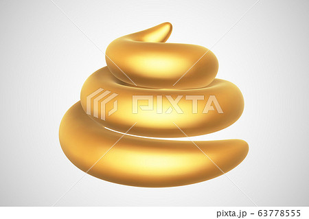 3D Golden Turd Isolated On White Stock Vector Illustration