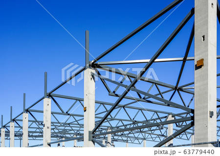 The steel frame of a building under construction The steel frame of a building under construction 63779440