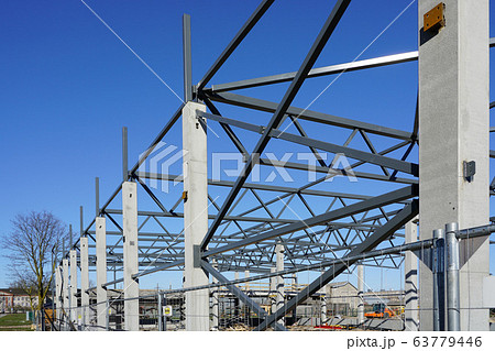 The steel frame of a building under construction The steel frame of a building under construction 63779446