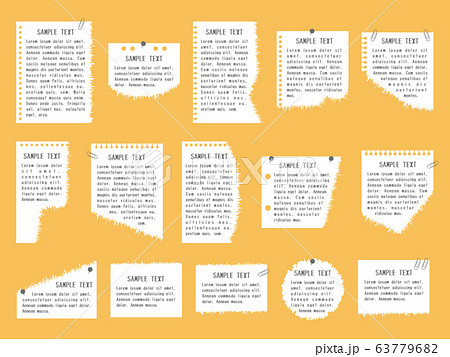 フレームセット 破れたメモ帳 文字ありのイラスト素材