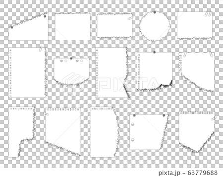 フレームセット 破れたメモ帳 手描風 文字ありのイラスト素材