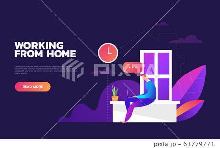 Illustrations concept coronavirus COVID-19. The company allows employees to work from home to avoid viruses. Vector illustrate. 63779771