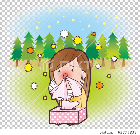 A girl who can not release tissue paper due to hay fever 63779835