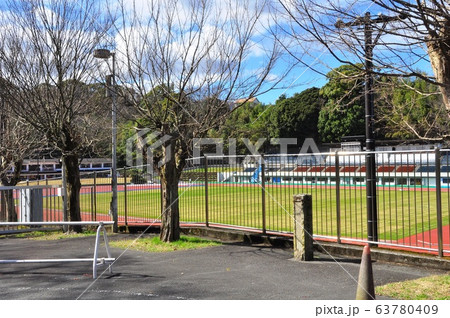 小田原の町並み 城山陸上競技場の写真素材