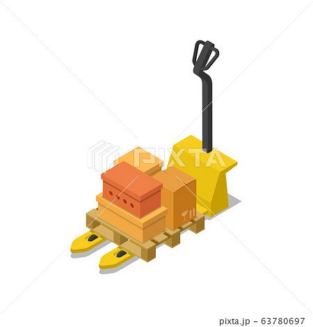 Warehouse forklift cart isometric 3D icon 63780697