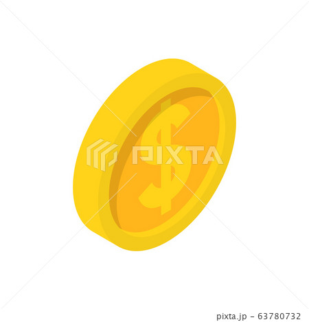 Gold coin with dollar sign isometric 3D icon 63780732