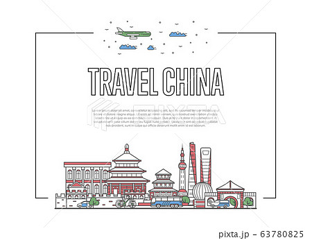 Travel China poster in linear style Travel China poster in linear style 63780825