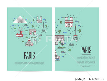 Paris travel tour booklet set in linear style 63780857