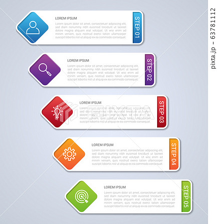 Business data visualization, infographic template with 5 steps on gray background, vector illustration Business data visualization, infographic template with 5 steps on gray background, vector illustration 63781112