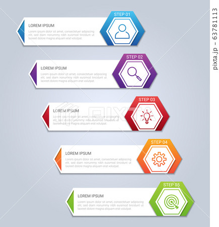Business data visualization, infographic template with 5 steps on gray background, vector illustration Business data visualization, infographic template with 5 steps on gray background, vector illustration 63781113
