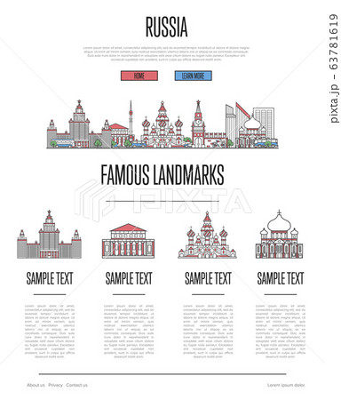 Russia travel infographics in linear style 63781619