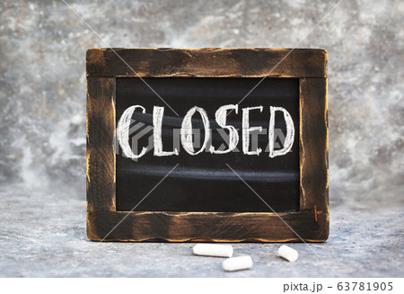 Notice board with message closed 63781905