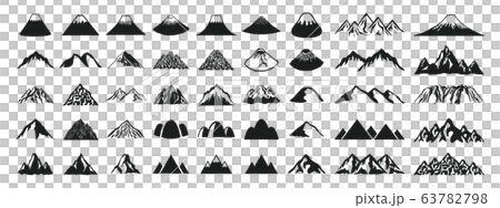 山 白黒 アイコンのイラスト素材