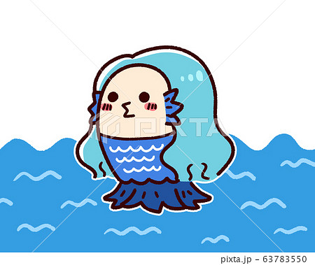 海からやってきたアマビエ 青のイラスト素材