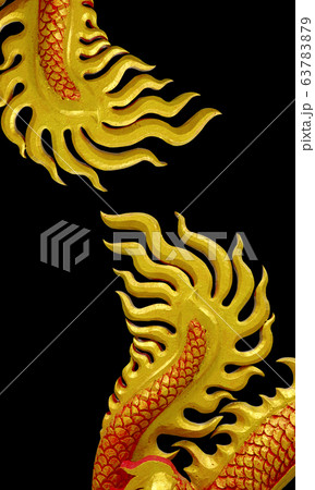 golden Chinese dragon on black background 63783879