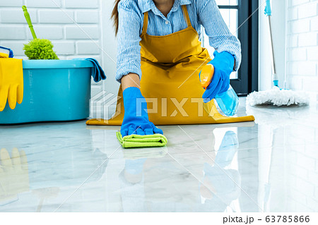Wife housekeeping and cleaning concept, Happy 63785866