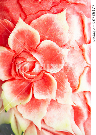 Watermelon Thai fruit carving. Food background Watermelon Thai fruit carving. Food background 63786177