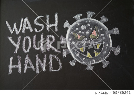 Outbreak Warning. written white chalk on Outbreak Warning. written white chalk on 63786241