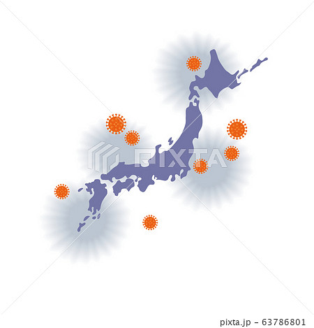 ウイルスが蔓延する日本　イラスト　コロナ 63786801