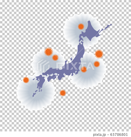 ウイルスが蔓延する日本　イラスト　コロナ 63786801