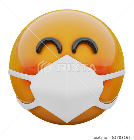 3D render of happy and blushing yellow emoji face in medical mask protecting from coronavirus 2019-nCoV, MERS-nCoV, sars, bird flu and other viruses, germs and bacteria and contagious disease. 3D render of happy and blushing yellow emoji face in medical mask protecting from coronavirus 2019-nCoV, MERS-nCoV, sars, bird flu and other viruses, germs and bacteria and contagious disease. 63788162