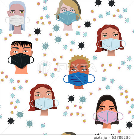 Repeat pattern with multunationality faces wearing Repeat pattern with multunationality faces wearing 63789286