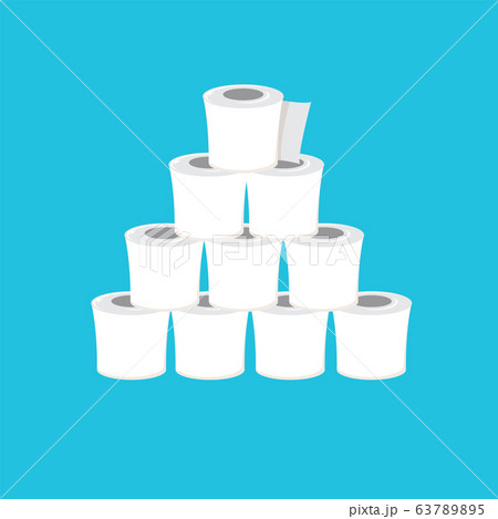 Stack of toilet paper isolated on blue background. Deficit of toilet paper concept illustration.Self isolation concept Stack of toilet paper isolated on blue background. Deficit of toilet paper concept illustration.Self isolation concept 63789895
