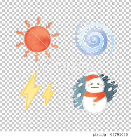 天気アイコン（猛暑・台風・雷・吹雪） 63791036
