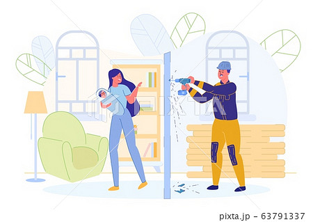 Woman Annoyed by Noise from Neighboring Apartment. 63791337