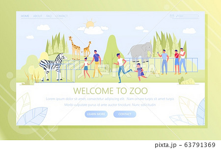 Welcome To Zoo, Visitors and Animals, Vector. 63791369