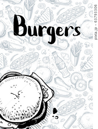 Burgers vintage hand drawn poster 63793306
