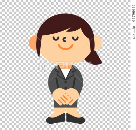 Business suit full body flat female bowing - Stock Illustration