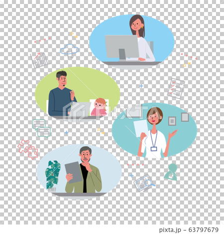 リモートワーク 人々 在宅勤務 テレワーク イラストのイラスト素材