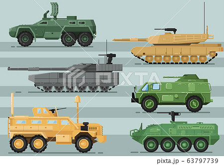Modern military technics isolated vector set 63797739