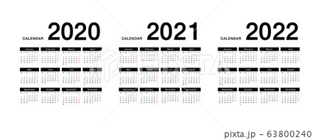 Year 2020 and Year 2021 and Year 2022 calendar vector design template, 63800240