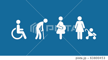 Disabled toilet symbol. Priority seating . 63800453