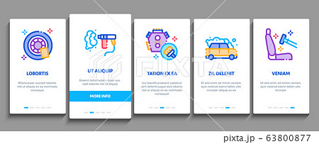 Car Wash Auto Service Onboarding Elements Icons Set Vector 63800877