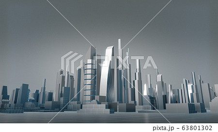 Aluminum city with wire frame, abstract city, future city. 3D rendering 63801302