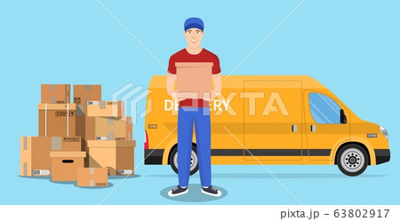 Delivery man and track 63802917