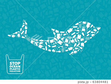 Dolphin stop ocean plastic pollution concept Dolphin stop ocean plastic pollution concept 63804481