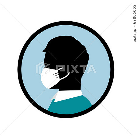 silhouette of a man in profile with a protective medical mask silhouette of a man in profile with a protective medical mask 63805005