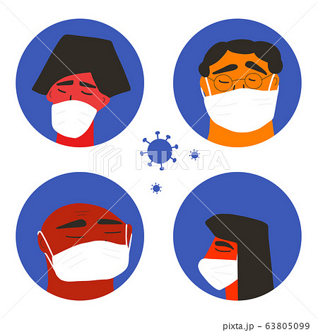 Coronavirus 2019 icon People in  medical face mask 63805099