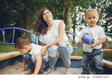 Mother with little child on a playground 63805197
