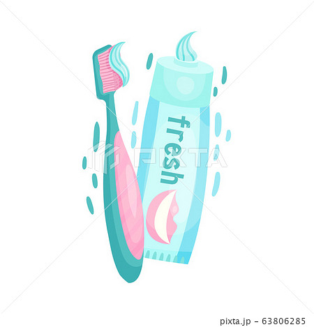 Toothbrush and Toothpaste Isolated on White Background Vector Illustration 63806285