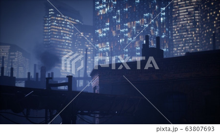skyscrapers of business center and pipes of 63807693