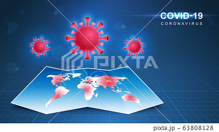 Coronavirus COVID-19. Coronavirus outbreak and coronaviruses influenza background. COVID-19 Virus. Virus attack on earth. Vector Illustration. Coronavirus COVID-19. Coronavirus outbreak and coronaviruses influenza background. COVID-19 Virus. Virus attack on earth. Vector Illustration. 63808128