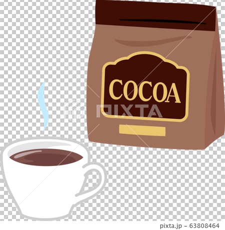 Cocoa In Cocoa Powder Bag And Tea Cup Stock Illustration
