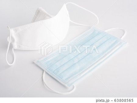 Set of surgical white and blue masks protection 63808565