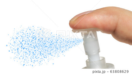 The detailed look on spray of bottle when squirt The detailed look on spray of bottle when squirt 63808629